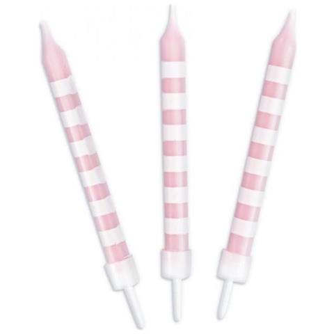 12 Candele Rosa Con Strisce Bianche - Foto 2