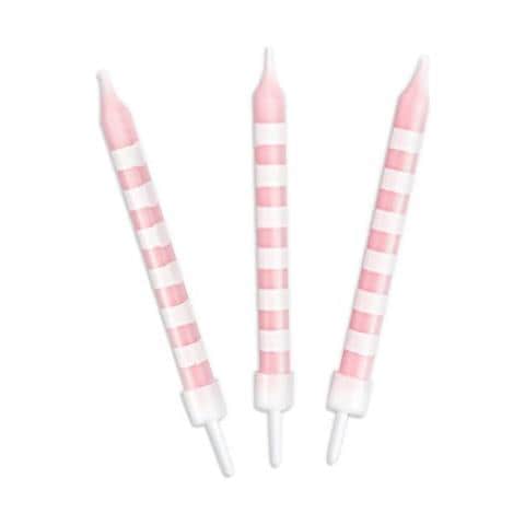 12 Candele Rosa Con Strisce Bianche - Foto 1
