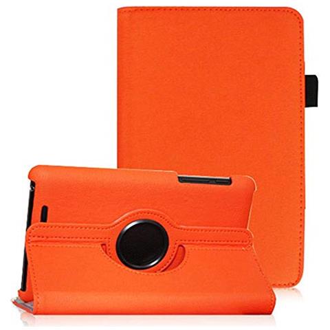 Custodia Per Google Asus Google Nexus 7 (1. Generation Model 2012) Smart 360° Gradi Di Rotazione Cover Supporto Protezione Case Auto Sveglia / sonno | Colore Arancio - Foto 1