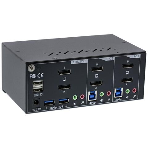Switch KVM Desktop, 2 porte, Dual-Monitor DP 1.2, 4K, USB 3.0, Audio - Foto 2