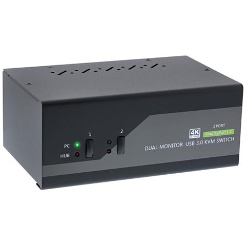 Switch KVM Desktop, 2 porte, Dual-Monitor DP 1.2, 4K, USB 3.0, Audio - Foto 1