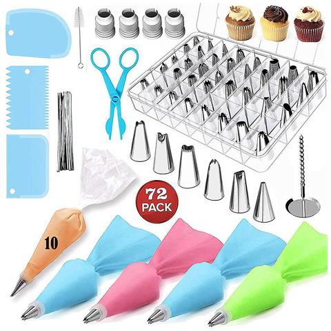 HTN Kit Di Forniture Per Decorazioni Per Decorazioni Per Torta Da 72 Pcs 42 Cupcakes Per Ugelli In Acciaio Inossidabile