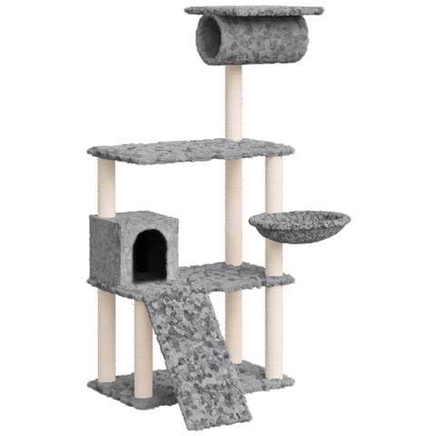 Albero Per Gatti Con Tiragraffi In Sisal Grigio Chiaro 131 Cm - Foto 1