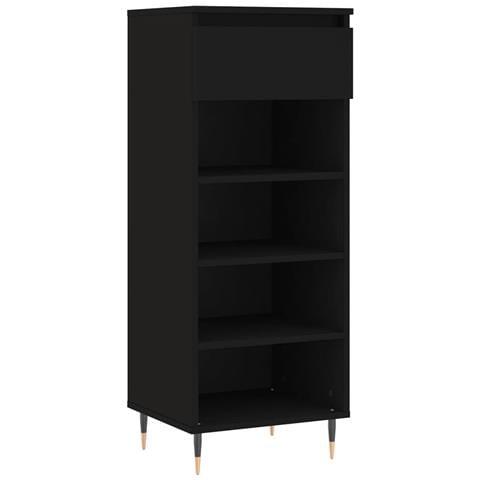 Scarpiera Nera 40x36x105 Cm In Legno Multistrato - Foto 1