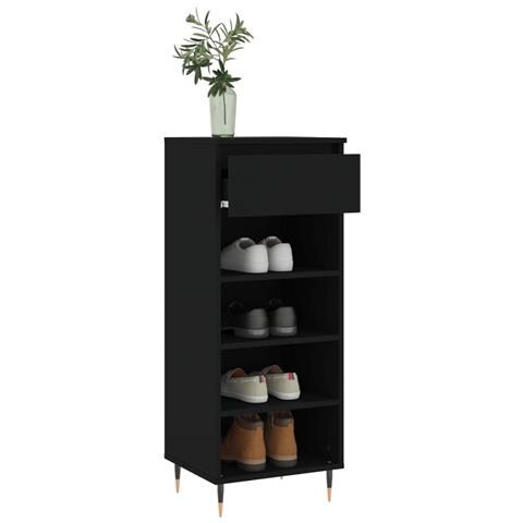 Scarpiera Nera 40x36x105 Cm In Legno Multistrato - Foto 10