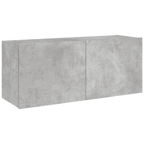Mobile Tv A Parete Con Luci Led Grigio Cemento 100x35x41 Cm - Foto 3