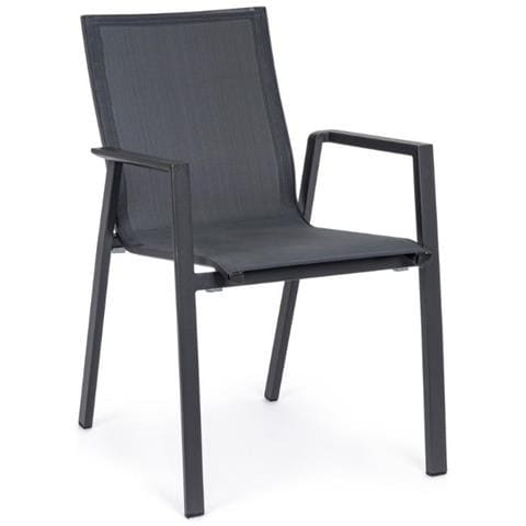 Bizzotto Sedia Con Braccioli E Cuscino Incluso - Delmar Antracite - Design Moderno Per Interni - 3