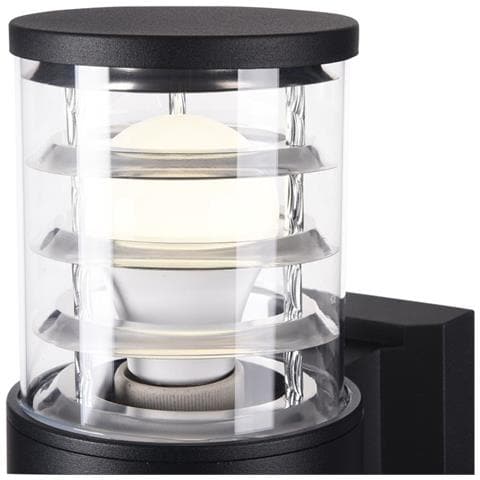 Lampada Da Parete Moderna Per Esterno Alluminio Nero 2 Luci E27 60w Ip54 - Foto 2