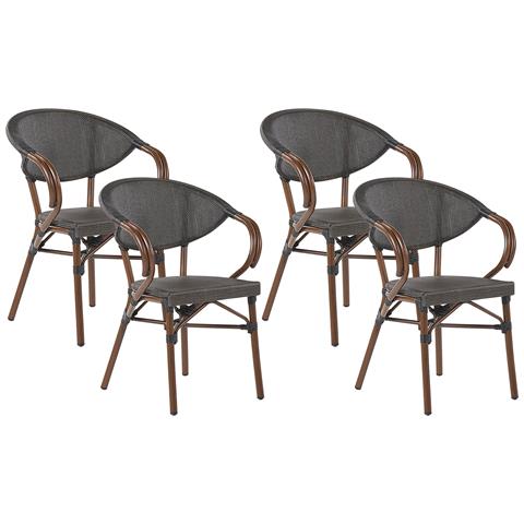 Set Di 4 Sedie Da Giardino Grigio E Legno Scuro Caspri - Foto 2