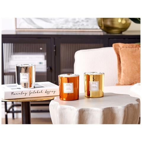 Set Di 3 Candele Profumate Cera Di Soia Torta Di Mele /gelsomino, /sole D'inverno Metallic Glamour - Foto 1
