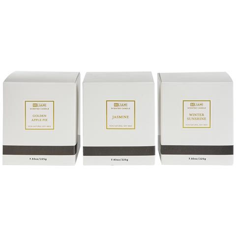 Set Di 3 Candele Profumate Cera Di Soia Torta Di Mele /gelsomino, /sole D'inverno Metallic Glamour - Foto 7