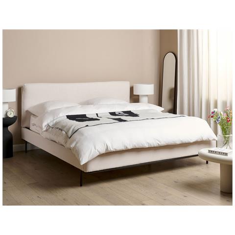 Letto Tessuto Corio 180 X 200 Cm Beige Chiaro - Foto 1