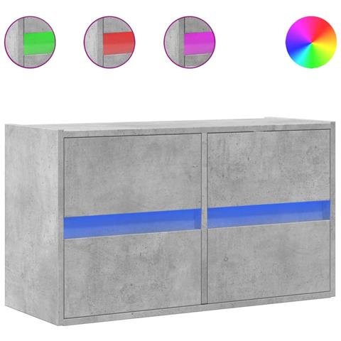 Mobile Tv A Parete Con Luci Led Grigio Cemento 80x31x45 Cm - Foto 2