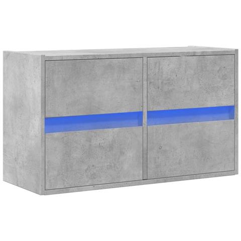 Mobile Tv A Parete Con Luci Led Grigio Cemento 80x31x45 Cm - Foto 3