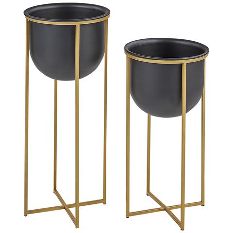 Set Di 2 Vasi Rialzati Per Piante Thuja Metallo 21 Cm Nero - Foto 2