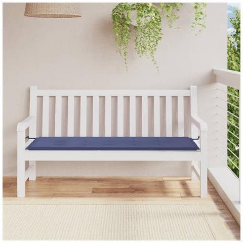 Cuscino Panca Da Giardino Blu Marino 150x50x3 Cm Tessuto Oxford - Foto 1
