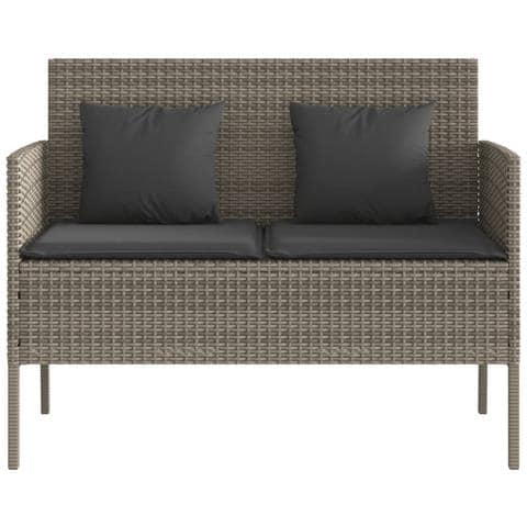Panca da Giardino con Cuscini Grigia in Polyrattan - Foto 10