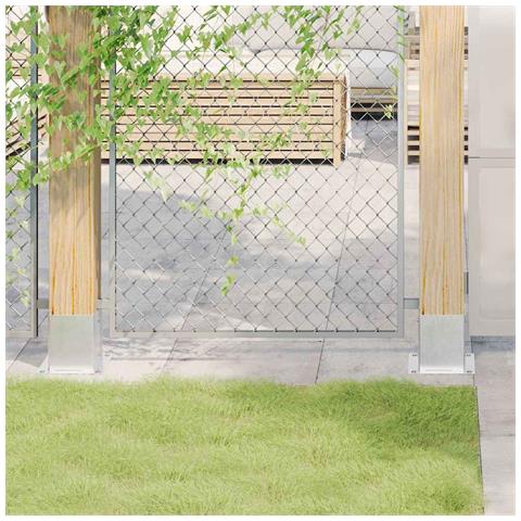 Basi per Pali Quadrate 12 pz Argento 101x101 mm Acciaio Zincato - Foto 1
