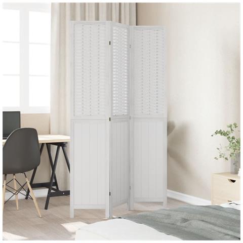 Divisorio Ambienti 3pannelli Bianco Legno Massello Di Paulownia - Foto 3
