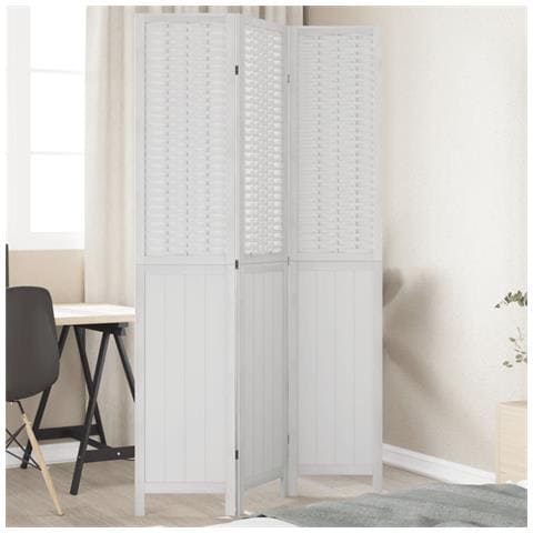 Divisorio Ambienti 3pannelli Bianco Legno Massello Di Paulownia - Foto 1