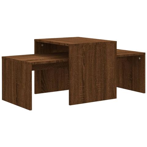 Lusso Casadino -  Set Tavolini Salotto Rovere Marrone 100x48x40 Cm Multistrato - Foto 1