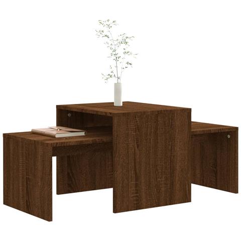 Lusso Casadino -  Set Tavolini Salotto Rovere Marrone 100x48x40 Cm Multistrato - Foto 2