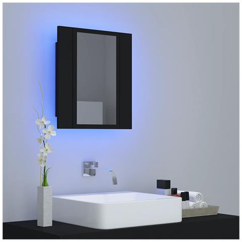 Lusso Casadino - Armadietto A Specchio Con Luci Led Nero 40x12x45 Cm In Acrilico - Foto 2