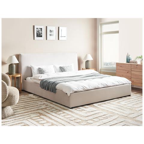 Letto Velluto Lavaur 180 X 200 Cm Bianco Sporco - Foto 1