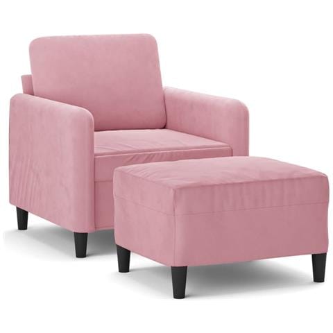 Poltrona con Poggiapiedi Rosa 60 cm Velluto - Foto 1