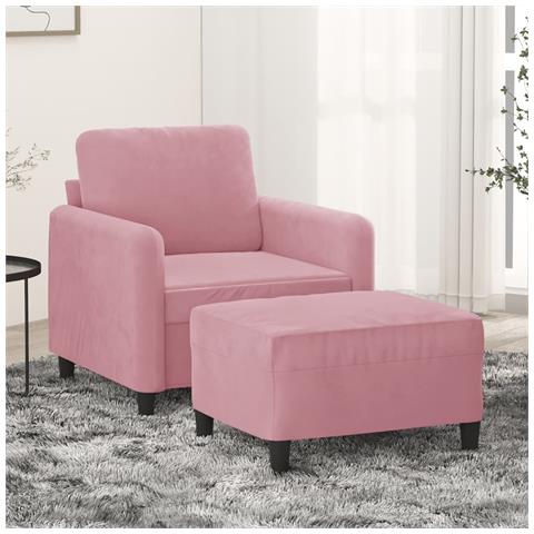 Poltrona con Poggiapiedi Rosa 60 cm Velluto - Foto 2