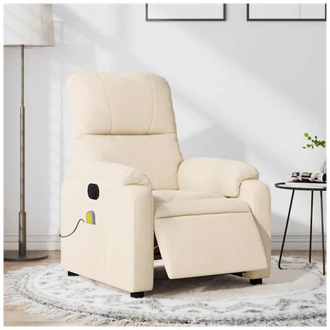 Poltrona Reclinabile Massaggiante Elettrica Beige Microfibra - Foto 2
