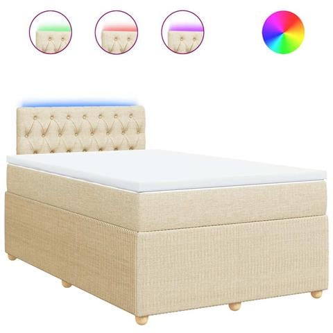 Giroletto a Molle con Materasso Crema 120x190 cm in Tessuto - Foto 1