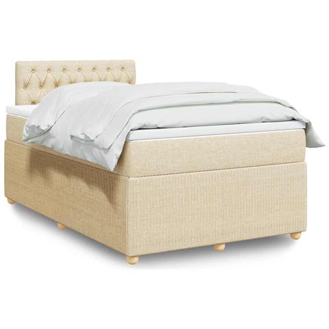 Giroletto a Molle con Materasso Crema 120x190 cm in Tessuto - Foto 2
