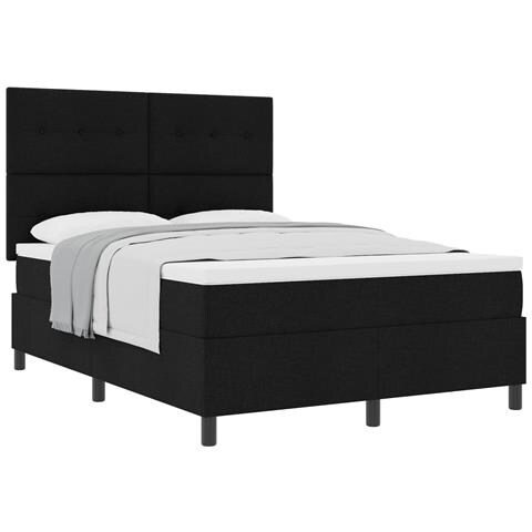 Letto a Molle Nero 140x200 cm Tessuto - Foto 1
