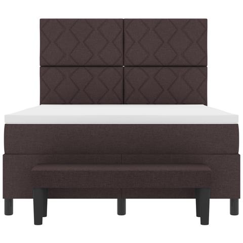 Letto con Rete e Materasso & Panca Marrone Scuro 160x200 cm Tessuto - Foto 9