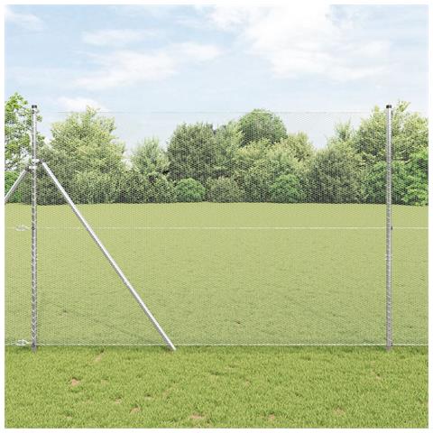 Recinzione esagonale  1,5x50 m in Acciaio Zincato, Pali di Recinzione  13 pz Ø32 mm 200 cm in Acciaio Zincato - Foto 2