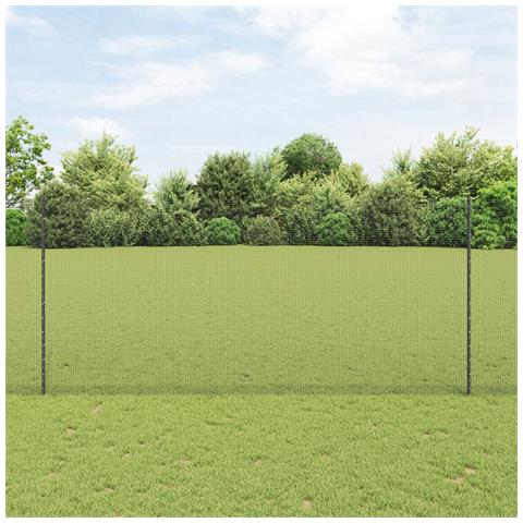 Recinzione in Rete Saldata con 10 Pali U Grigio 1.4x10 m Acciaio - Foto 2