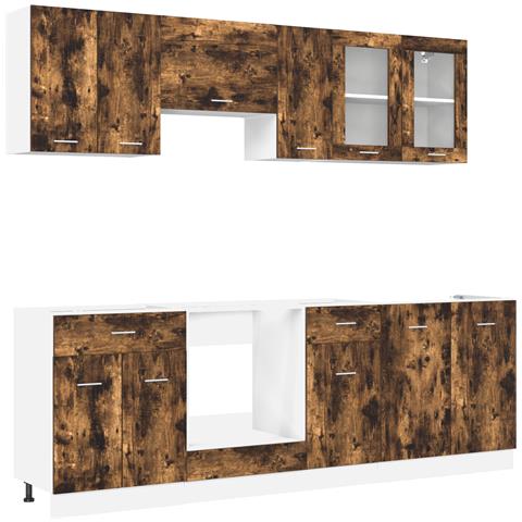 Set di Armadi da Cucina 8 Pezzi Rovere Affumicato Legno Ingegnerizzato - Foto 1