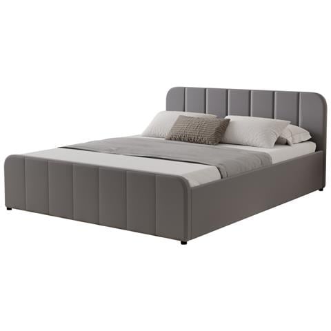 Tampa Letto Con Box Contenitore 140x190cm In Velluto Grigio - Foto 2