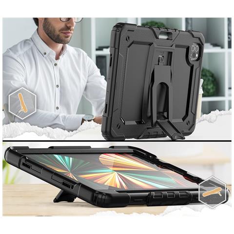 Custodia Per Ipad Pro 3/2/1 11” Con Supporto E Alloggiamento Per Stilo Nera - Foto 4