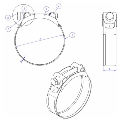Fascetta Stringitubo Ama Inox Aisi430 W2 Ø 201-213mm Confezione Da 10 Pezzi - Foto 2