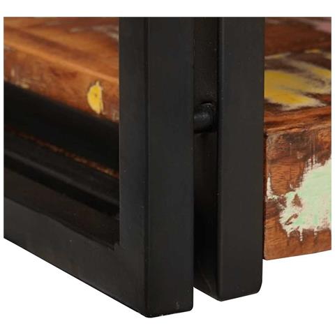 Comodino 2 pcs Marrone e nero Legno Solido Recuperato - Foto 9