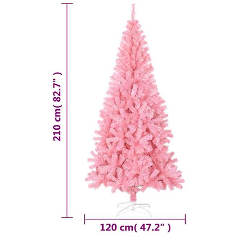 Albero Di Natale Artificiale Sottile Con Base Rosa 210 Cm Pvc - Foto 7