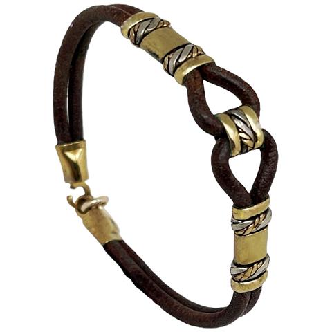 Bracciale Unico Fatto A Mano In Pelle E Ottone - Foto 1