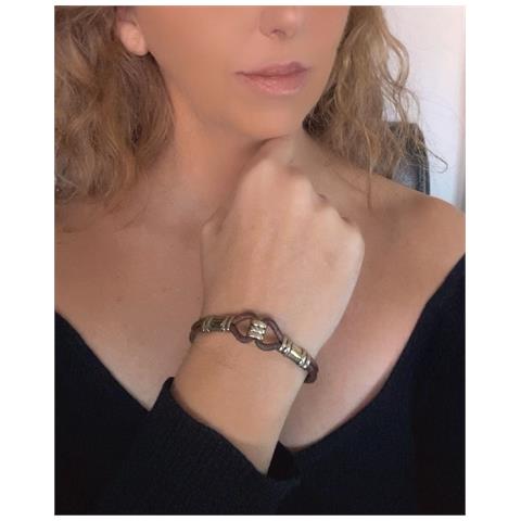 Bracciale Unico Fatto A Mano In Pelle E Ottone - Foto 3