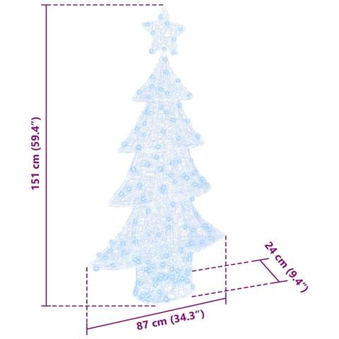 Albero di Natale con 160 LED Bianco freddo 150 cm Acrilico - Foto 8