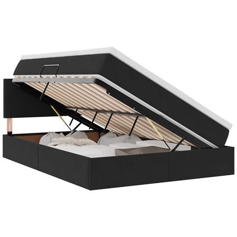Letto con contenitore e LED Nero 140 x 200 cm Velluto - Foto 1