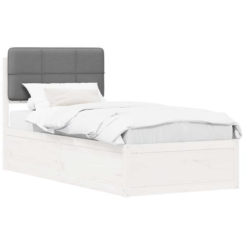 Letto con Testiera Rivestita Grigio chiaro 75 x 190 cm - Foto 1