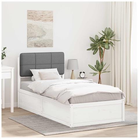 Letto con Testiera Rivestita Grigio chiaro 75 x 190 cm - Foto 2