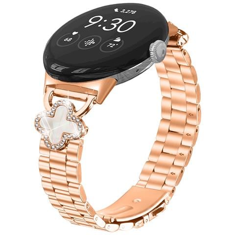Cinturino In Acciaio Inossidabile Color Oro Rosa Con Quadrifoglio Compatibile Con Google Pixel - Foto 2
